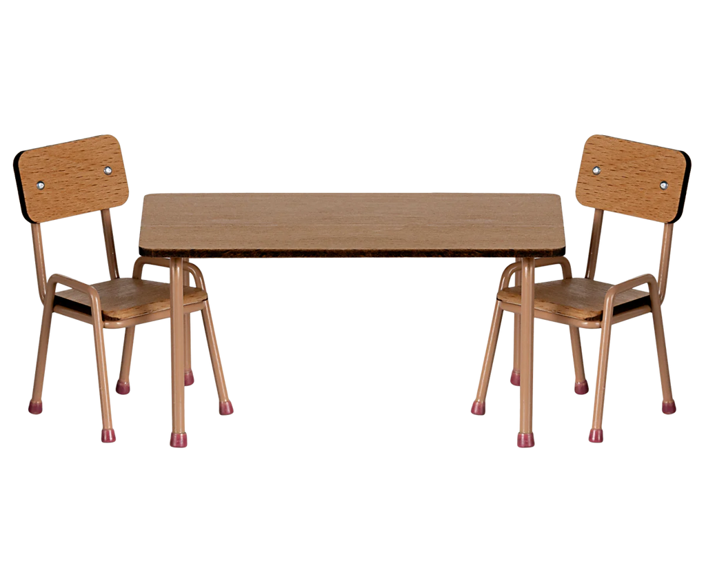 Maileg - Tafel- en stoelset - Muis - Donker poeder