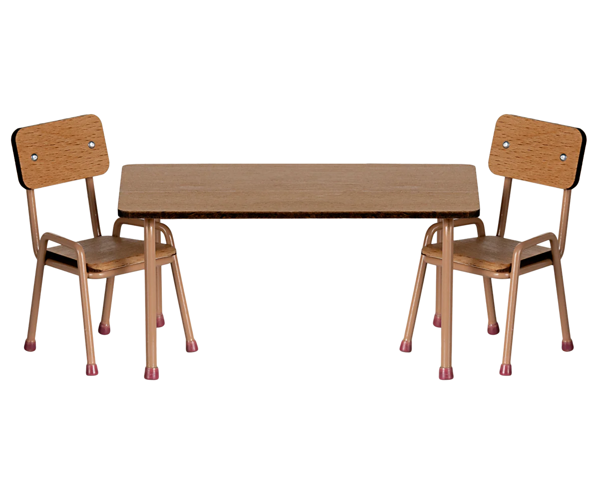 Maileg - Tafel- en stoelset - Muis - Donker poeder