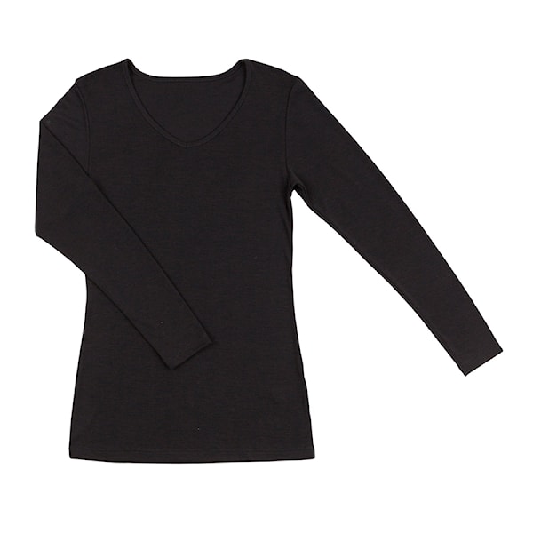 Joha - Damesshirt - Lange mouw - Wol/Zijde - Zwart - V hals