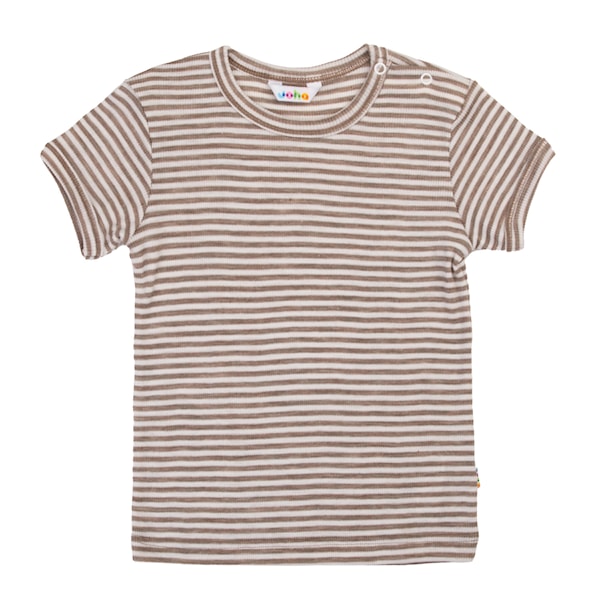 Joha - Kinder T-shirt - Wol/Zijde - Beige gestreept