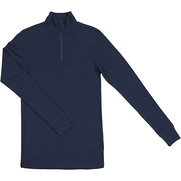 Joha - Herenshirt - Lange mouw - 100% Merinowol - Donkerblauw - Met ritsje