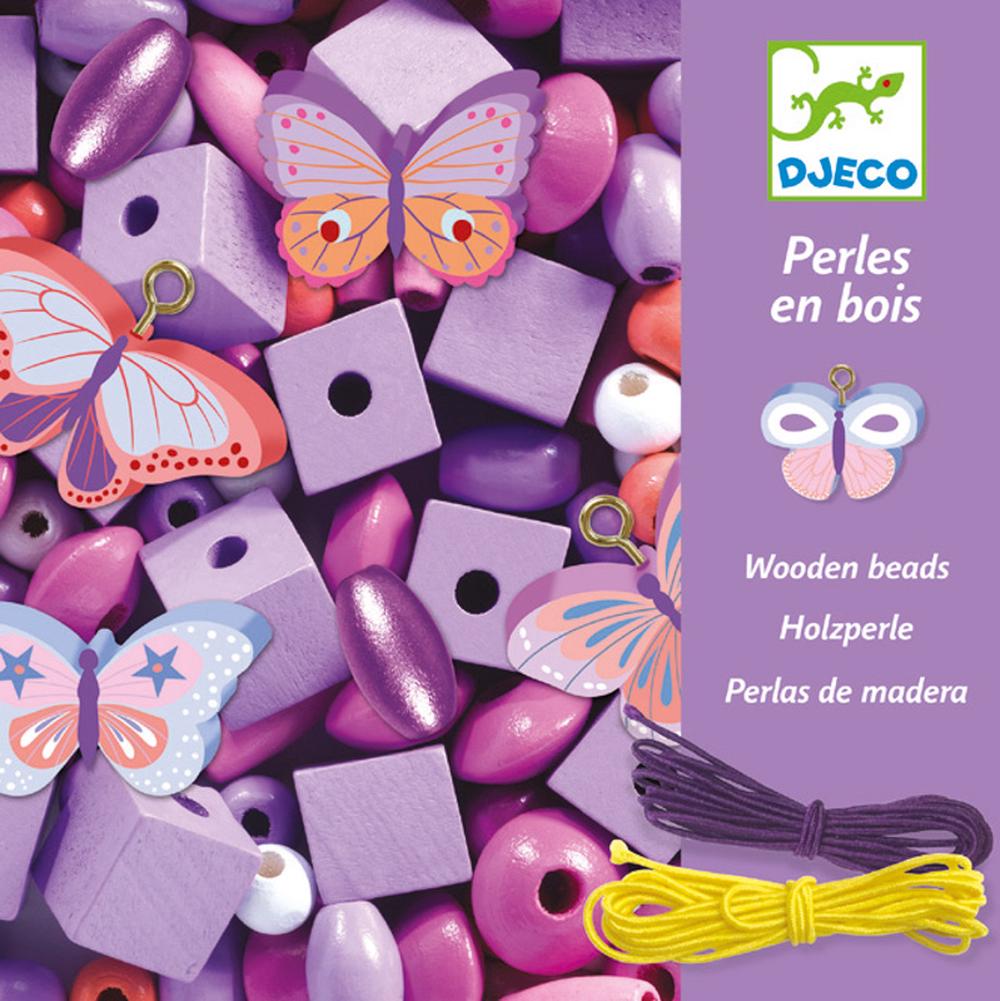Djeco - Houten kralenset - Vlinders