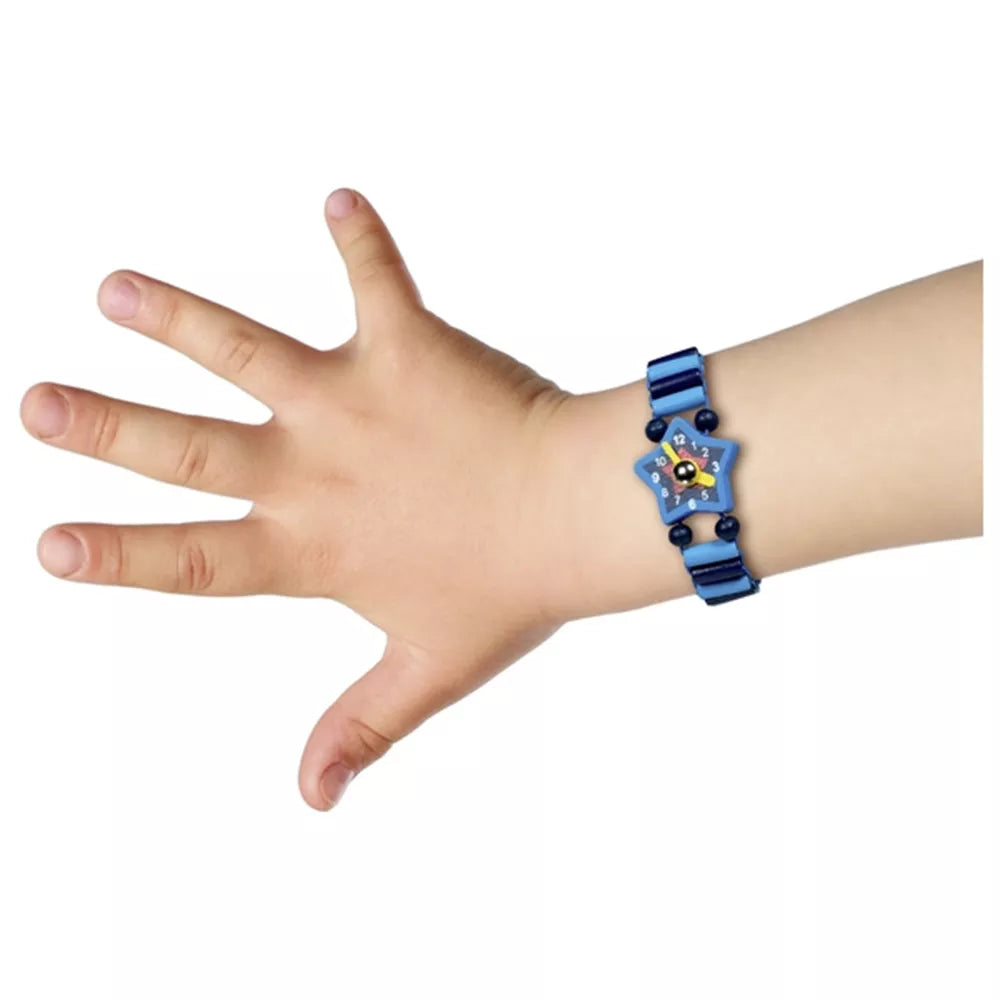 Houten horloge met elastische armband in de vorm van een hartje, bloem, ster of lieveheersbeestje