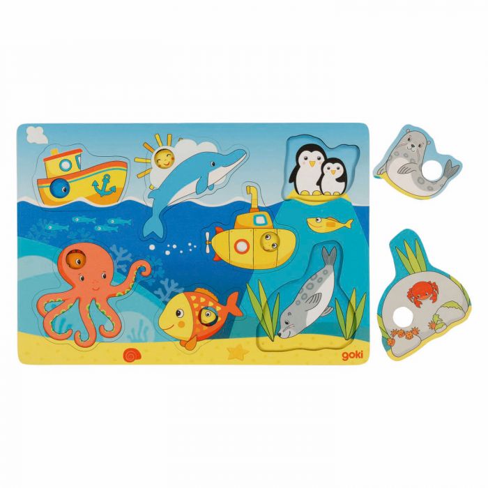 Goki - Achtergrondpuzzel - Zeedieren - Hout