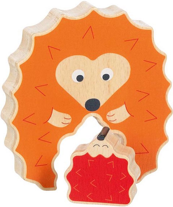 Goki - Houten puzzel - Staande egel met kindje