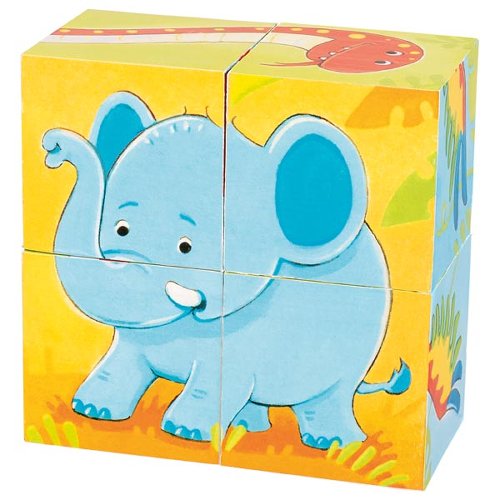 Goki - Dobbelstenen puzzel - Wilde dieren