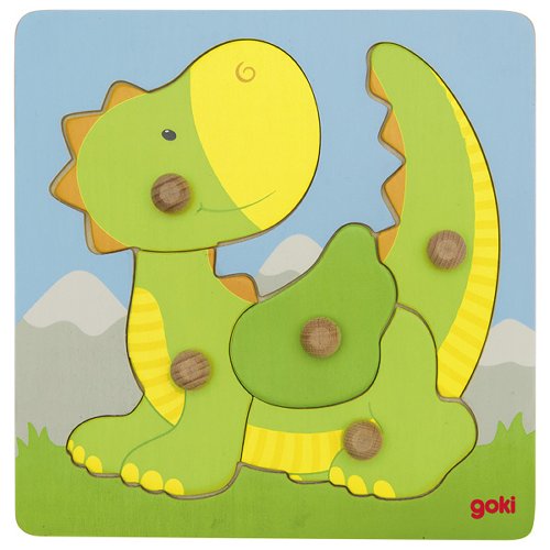 Goki - Noppenpuzzel - Hout - Dino
