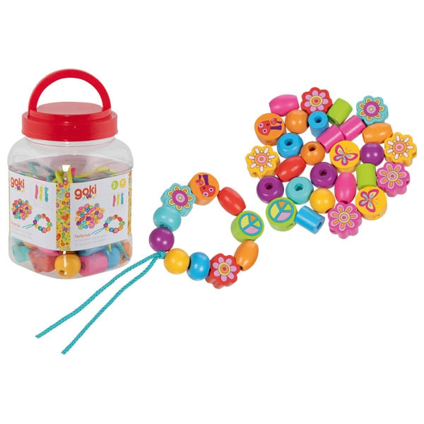 Goki - Houten kralenset - Flower power