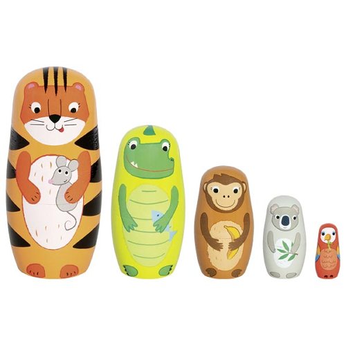 Goki - Matroesjka poppen - Wilde dieren - 5 stuks