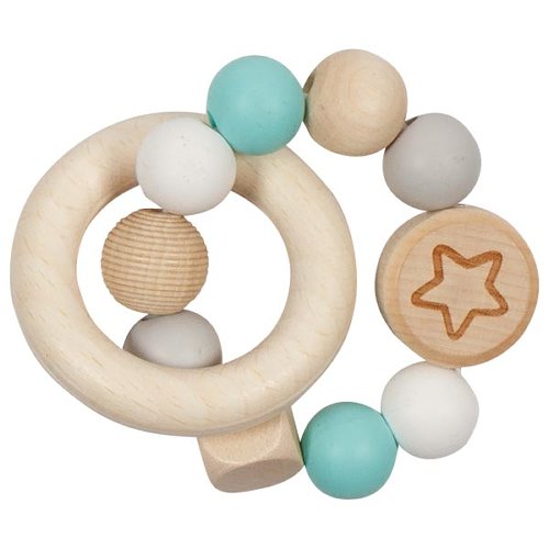 Goki - Grijpring - Siliconen en Hout - Blauw