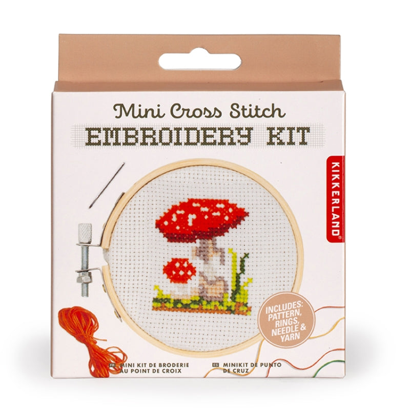 Kikkerland - Mini Cross Stitch Embroidery Kit - Mushroom