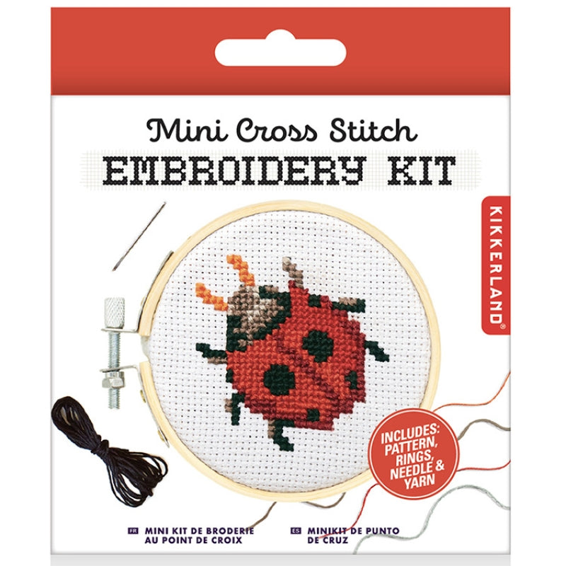 Kikkerland - Mini Cross Stitch Embroidery Kit - Ladybug