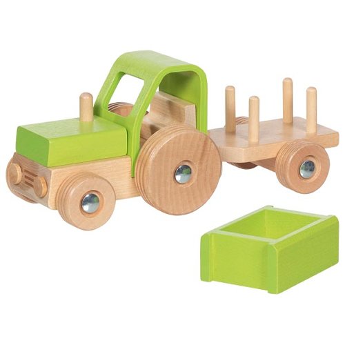 Goki - Tractor met aanhangwagen - Hout