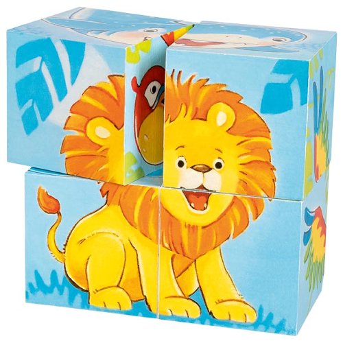 Goki - Dobbelstenen puzzel - Wilde dieren