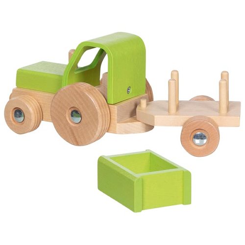 Goki - Tractor met aanhangwagen - Hout