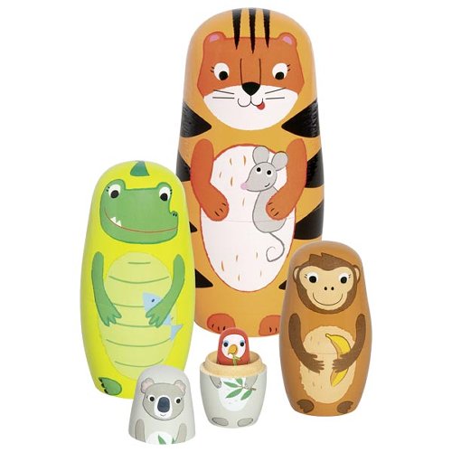 Goki - Matroesjka poppen - Wilde dieren - 5 stuks