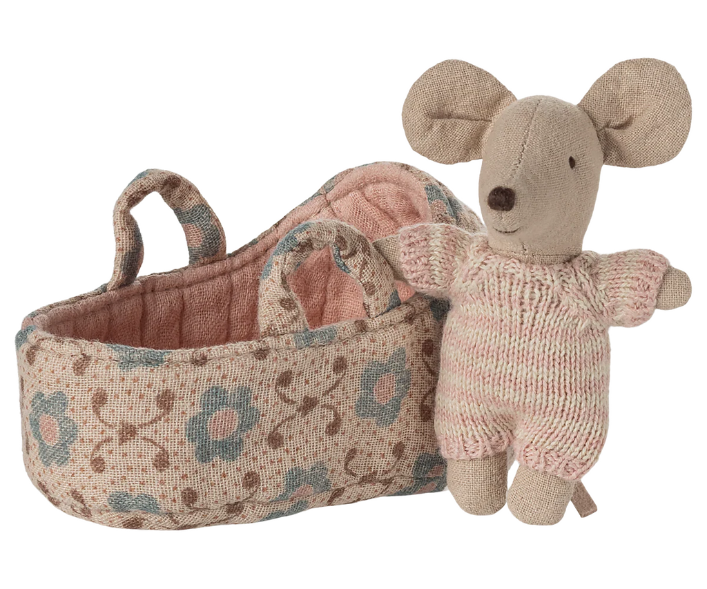Maileg - Babymuis in draagbedje - Rose