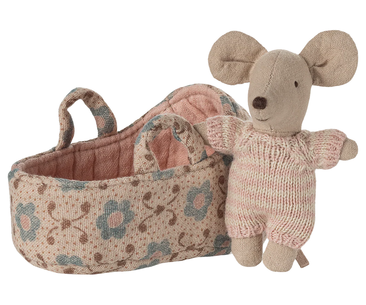 Maileg - Babymuis in draagbedje - Rose