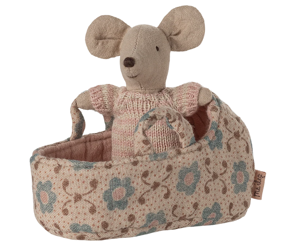 Maileg - Babymuis in draagbedje - Rose