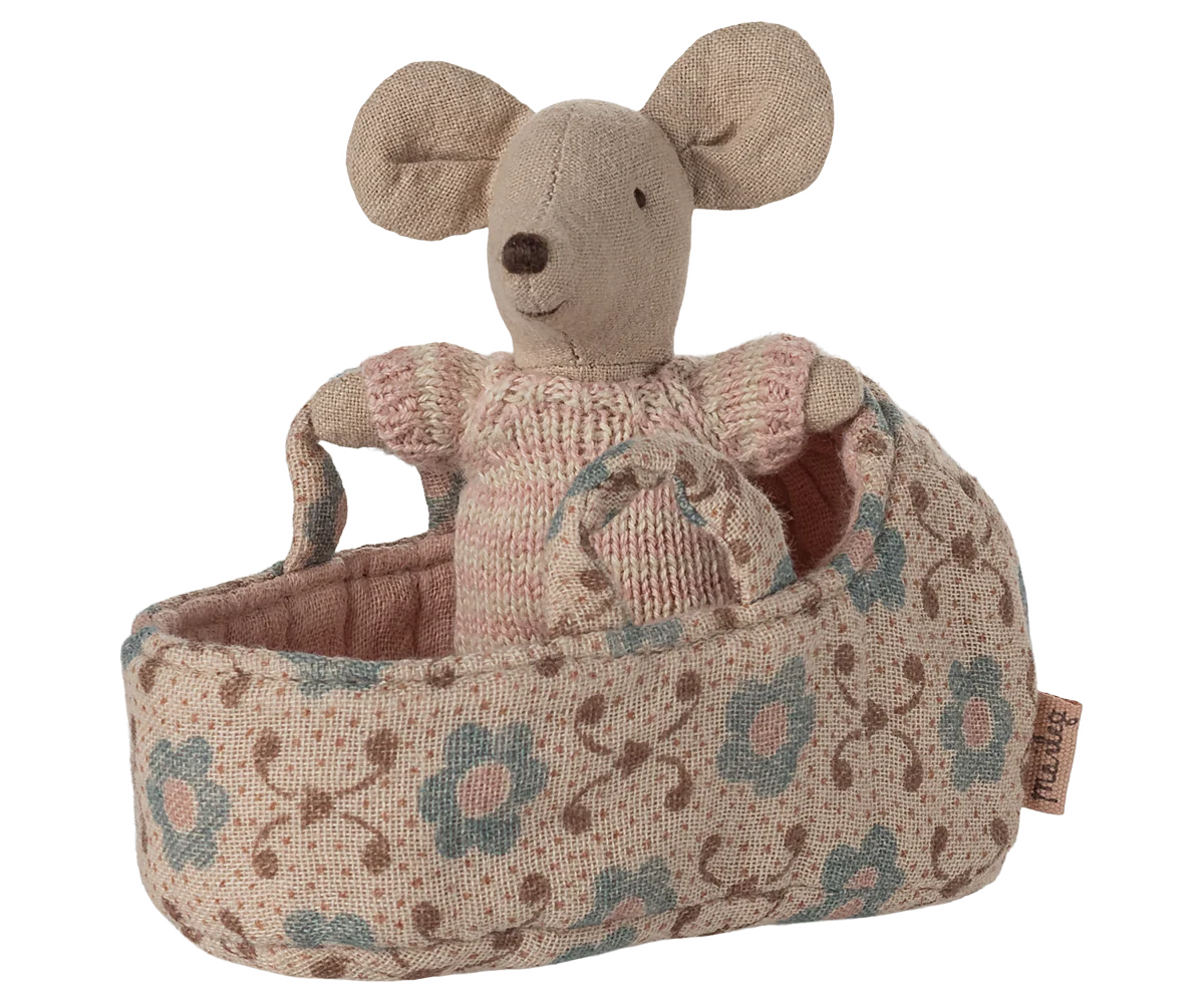 Maileg - Babymuis in draagbedje - Rose