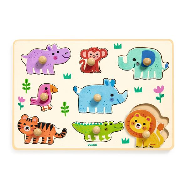 Djeco - Houten noppenpuzzel - Hippo'n 'Co
