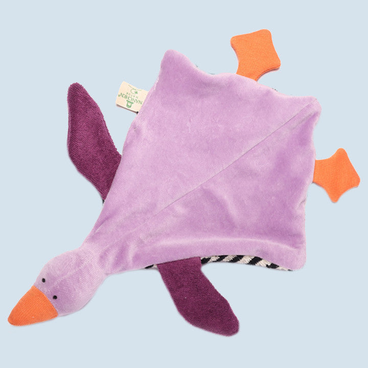 Nanchen Natur - Baby Knuffellapje - Paradijsvogel - Paars - Met rammelaar