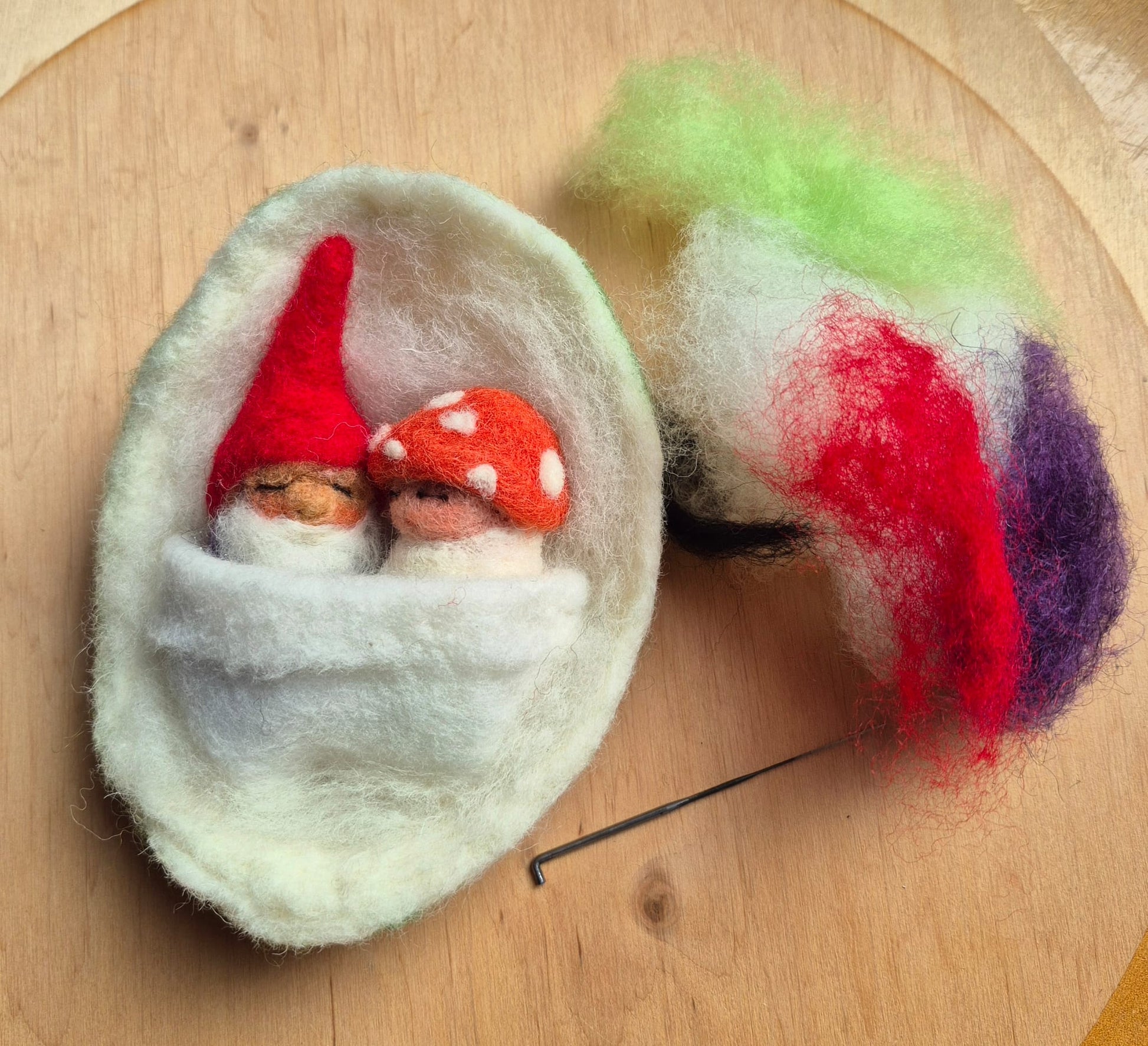 Eentje van Margo Workshop Naaldvilten: Kabouter & Paddenstoelkindje - 19 april