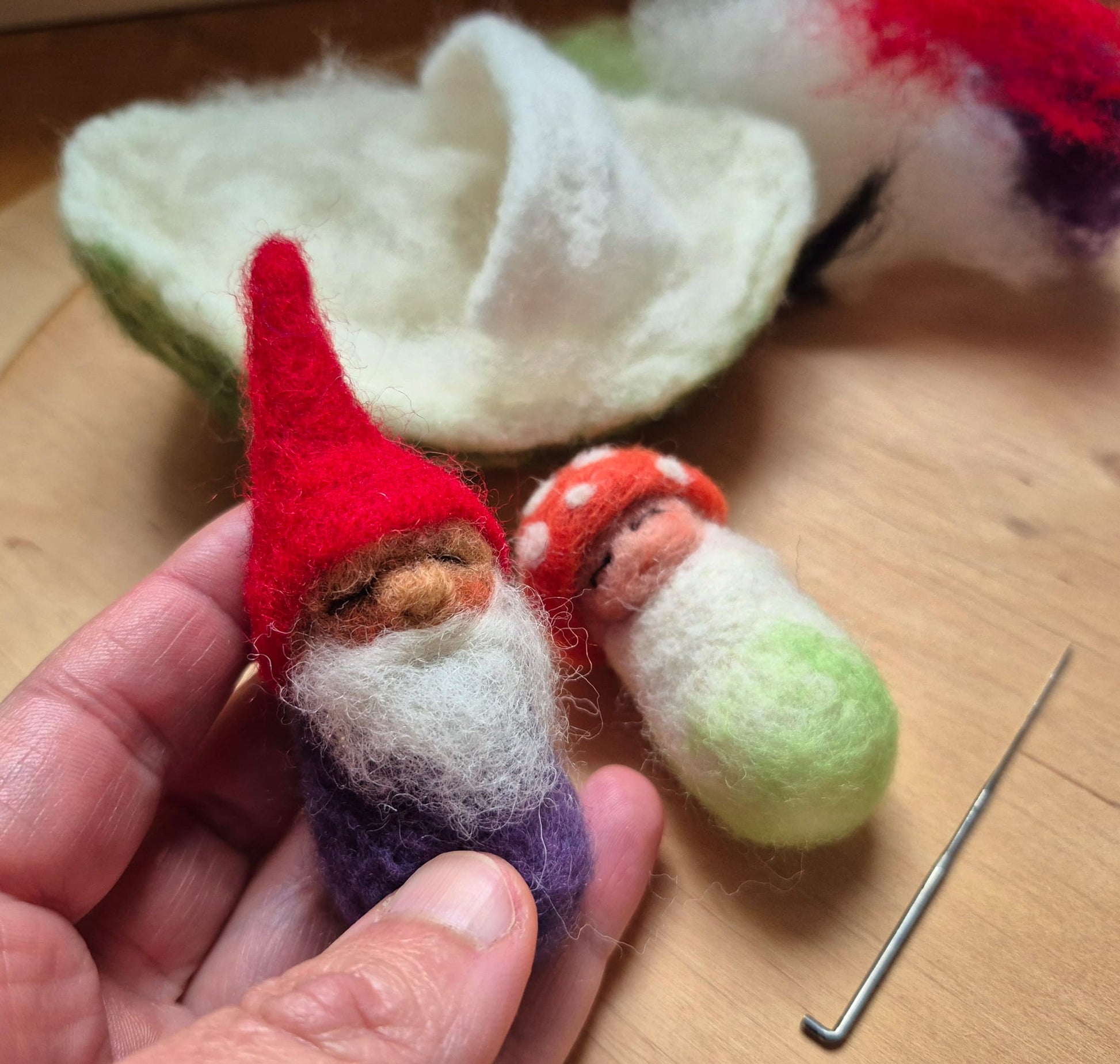 Eentje van Margo Workshop Naaldvilten: Kabouter & Paddenstoelkindje - 19 april