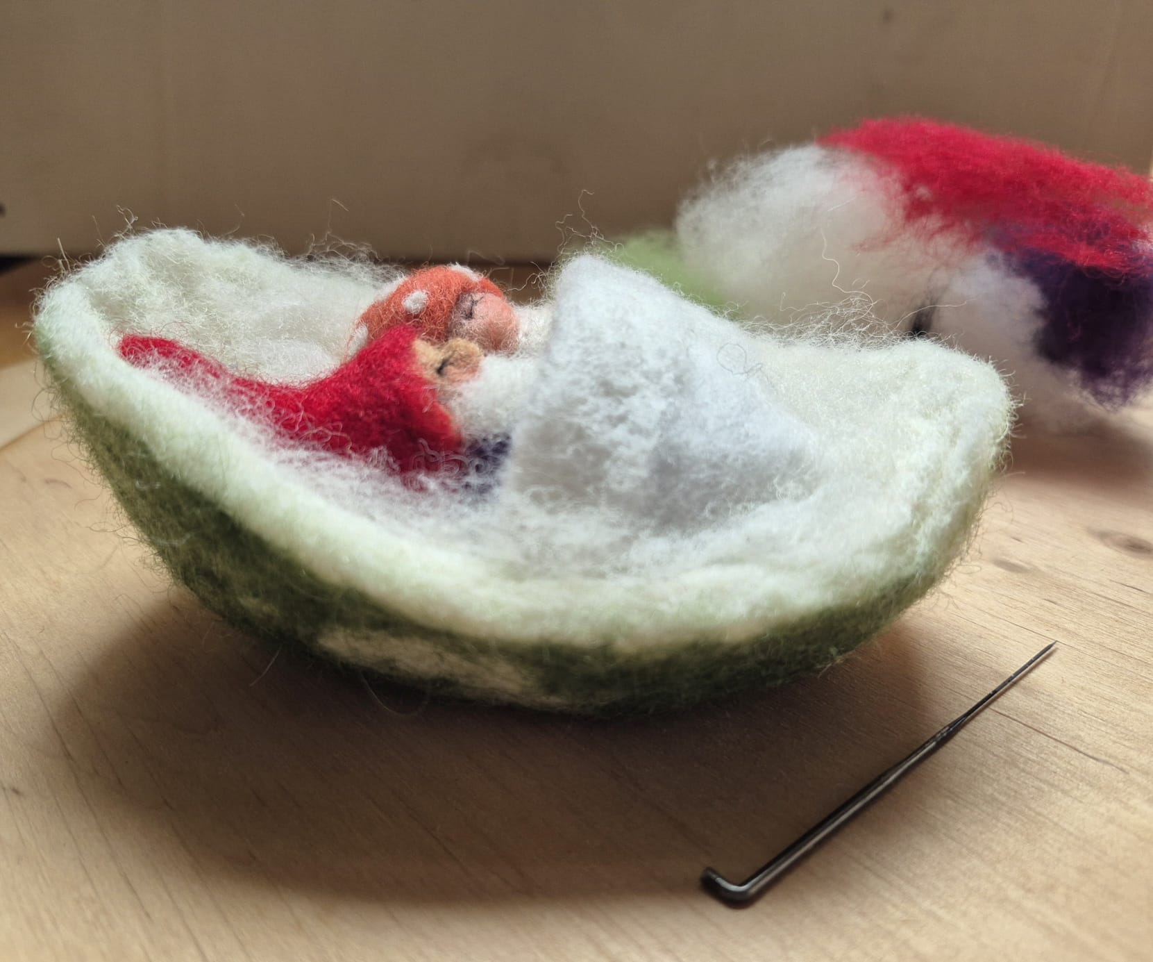 Eentje van Margo Workshop Naaldvilten: Kabouter & Paddenstoelkindje - 19 april