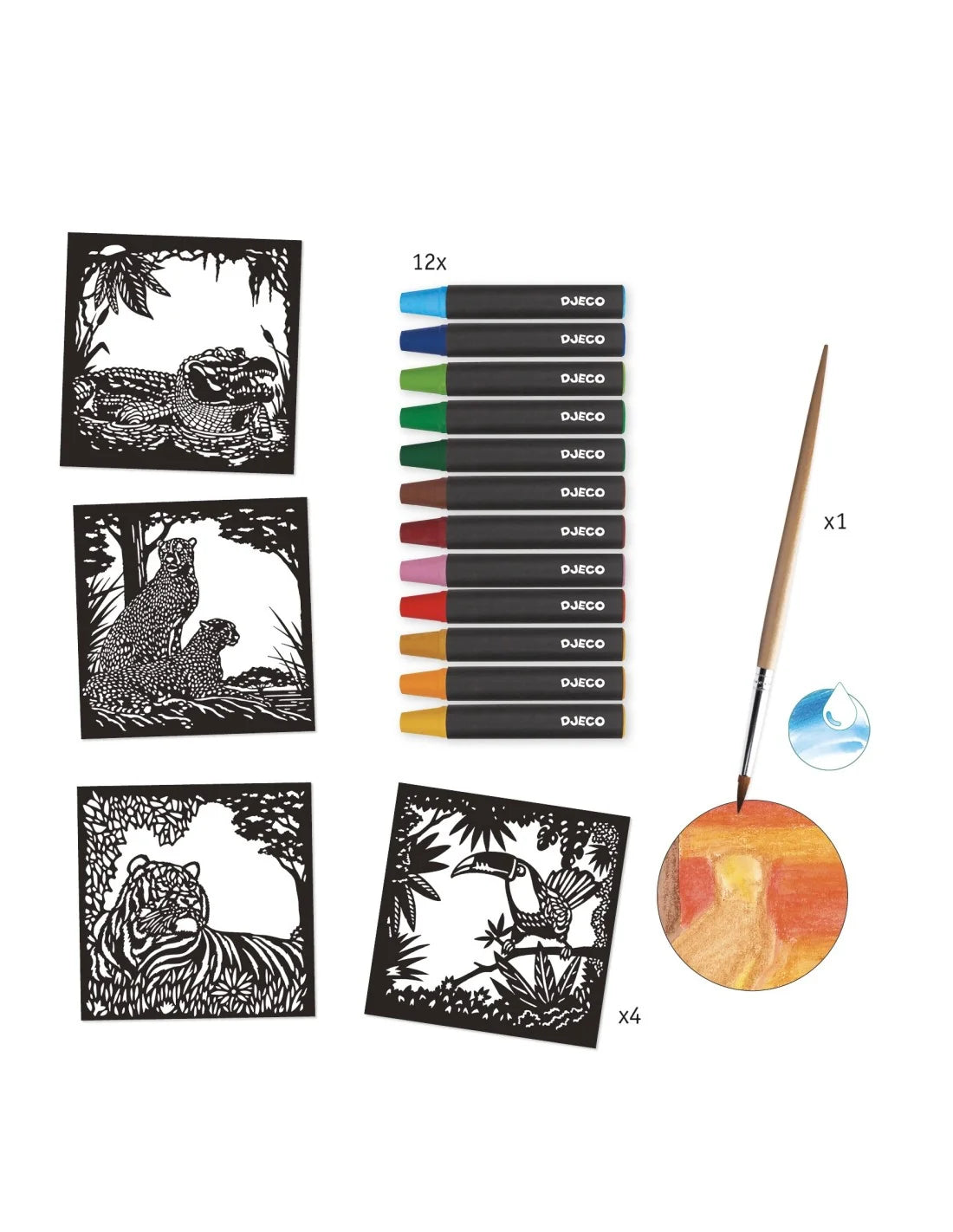 Djeco - Aquarelworkshop - Wilde dieren