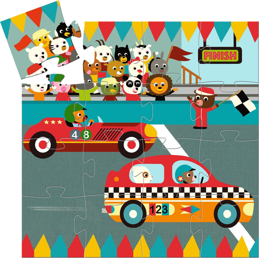 Djeco - Puzzel - The racing car - 16 stukken