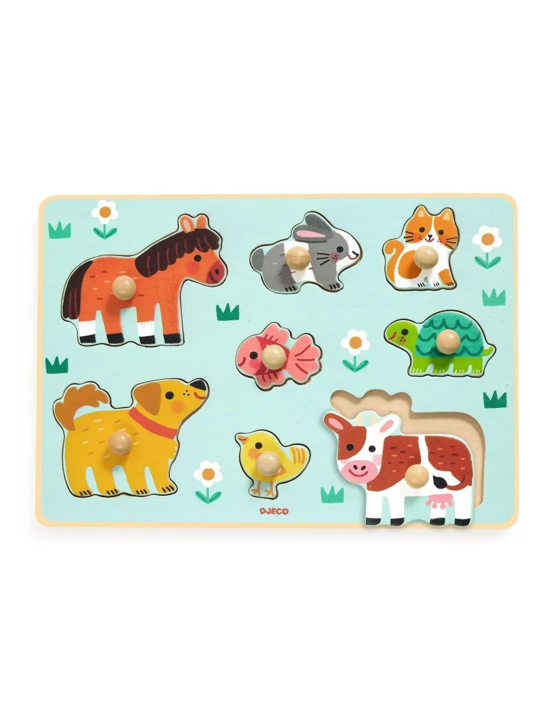 Djeco - Noppenpuzzel - Hout - Boerderij dieren