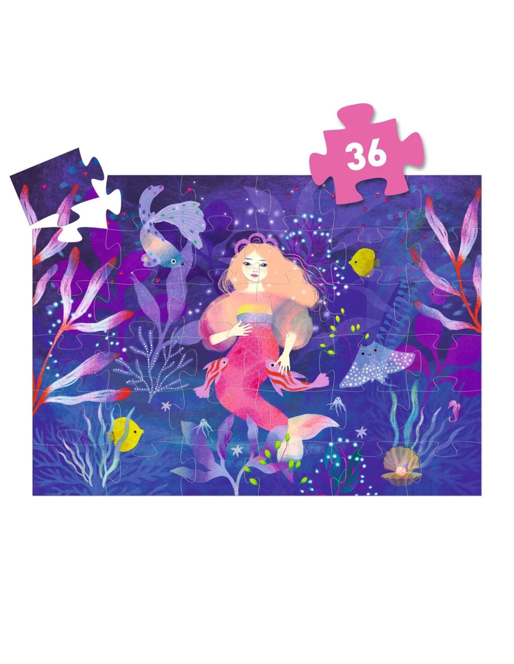 Djeco - Silhouette puzzel - Zeemeermin - 36 stukken
