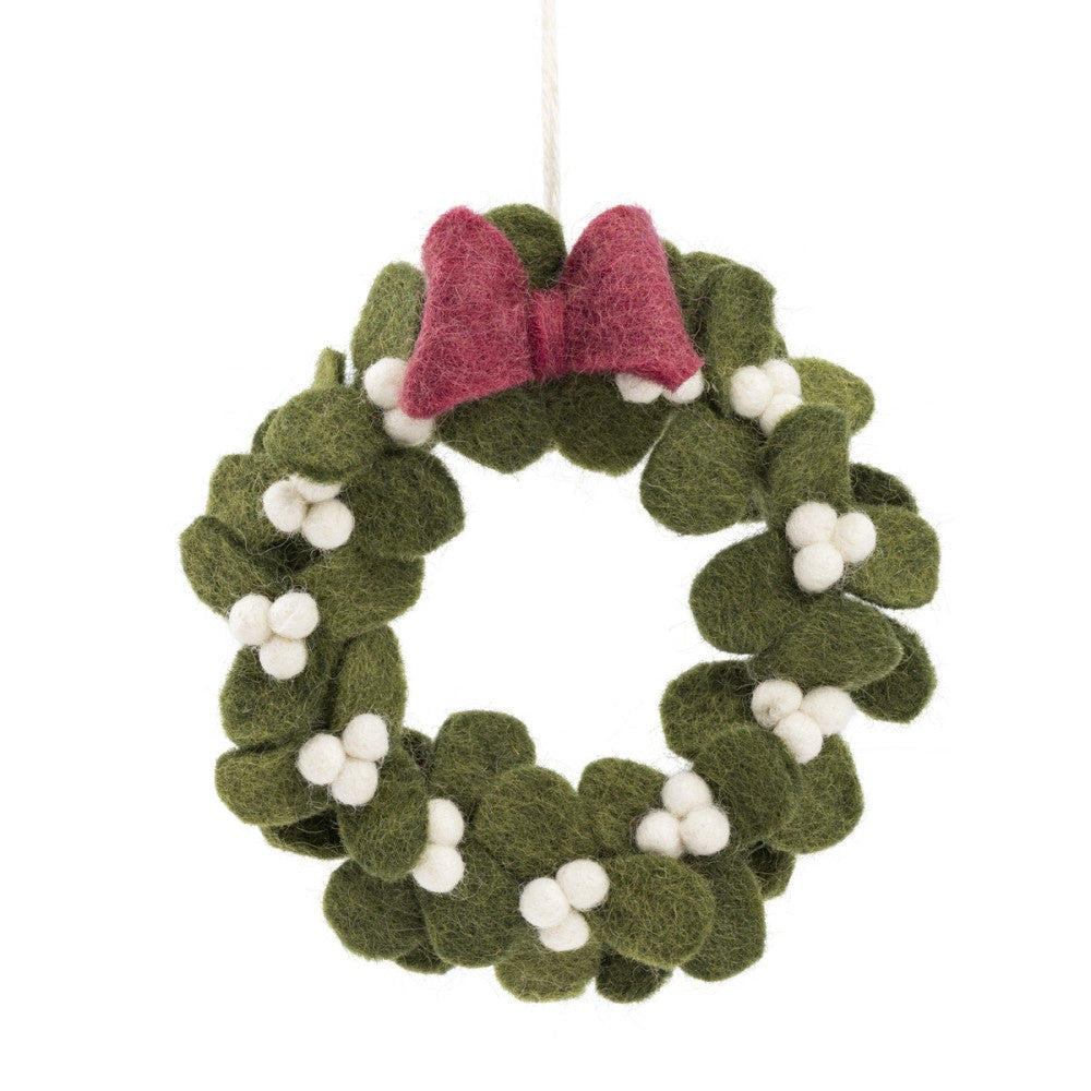 Sjaal met verhaal - Kerstkransje - Vilt - Mistletoe met strikje