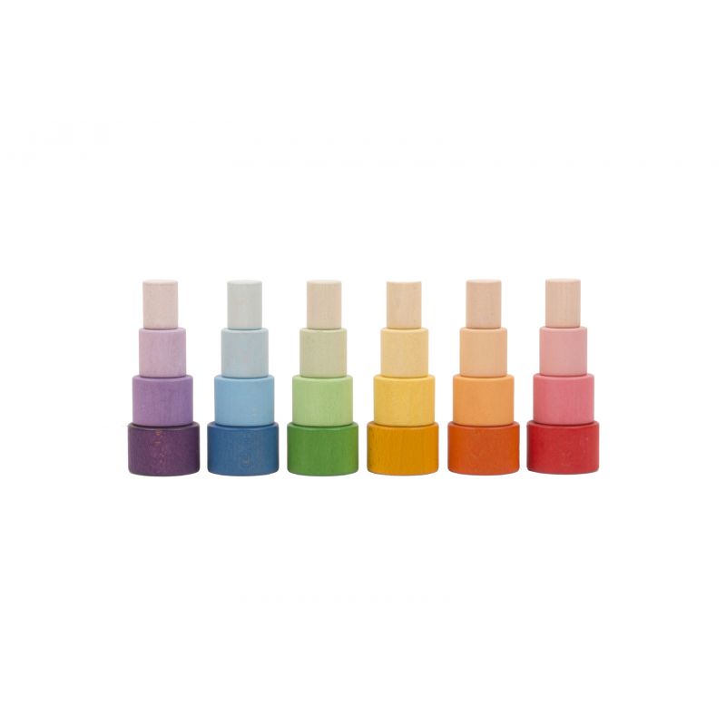 Grapat - 6 Houten stapelbakjes gekleurd 20-215