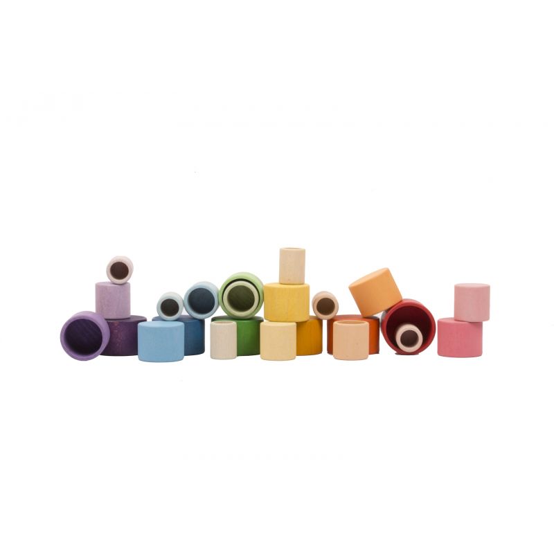 Grapat - 6 Houten stapelbakjes gekleurd 20-215