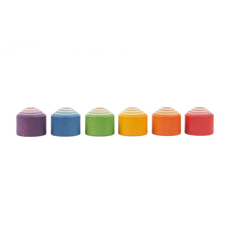 Grapat - 6 Houten stapelbakjes gekleurd 20-215