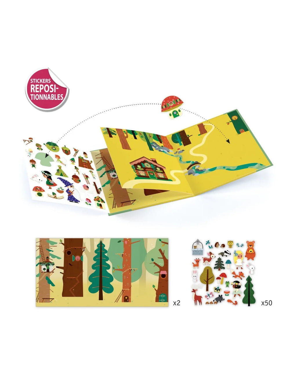 Djeco - Stickerverhalen - Herbruikbare stickers - Toverbos