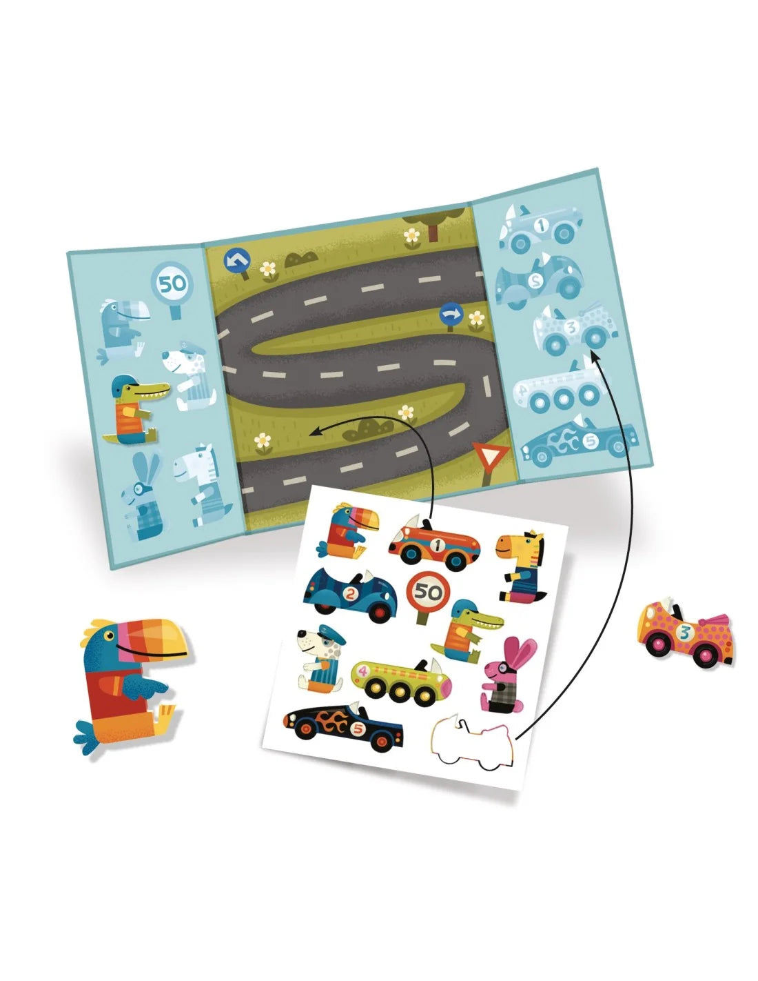 Djeco - Herbruikbare stickers - Auto's