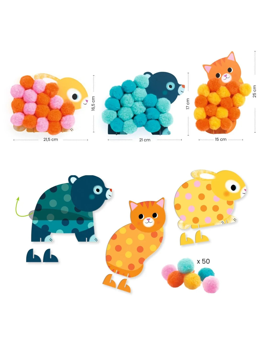 Djeco - Knutselpakket - Dieren versieren met pompom's