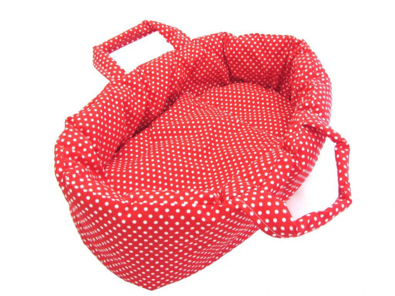 Poppendraagmand - Rood/wit stippen