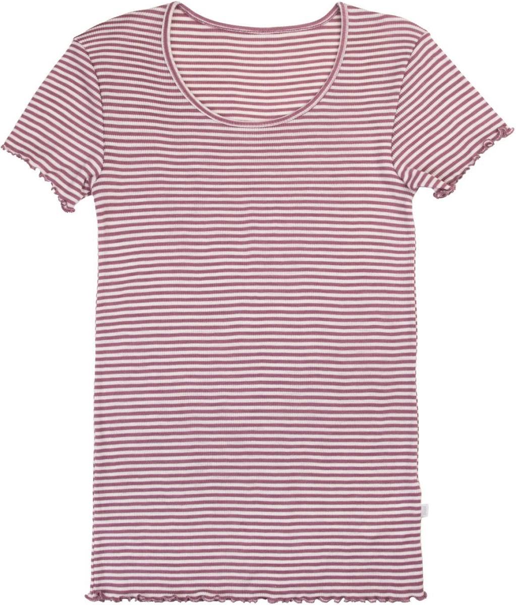 Joha - Kinder T-shirt - Korte mouw - Wol/Zijde - Oudroze gestreept