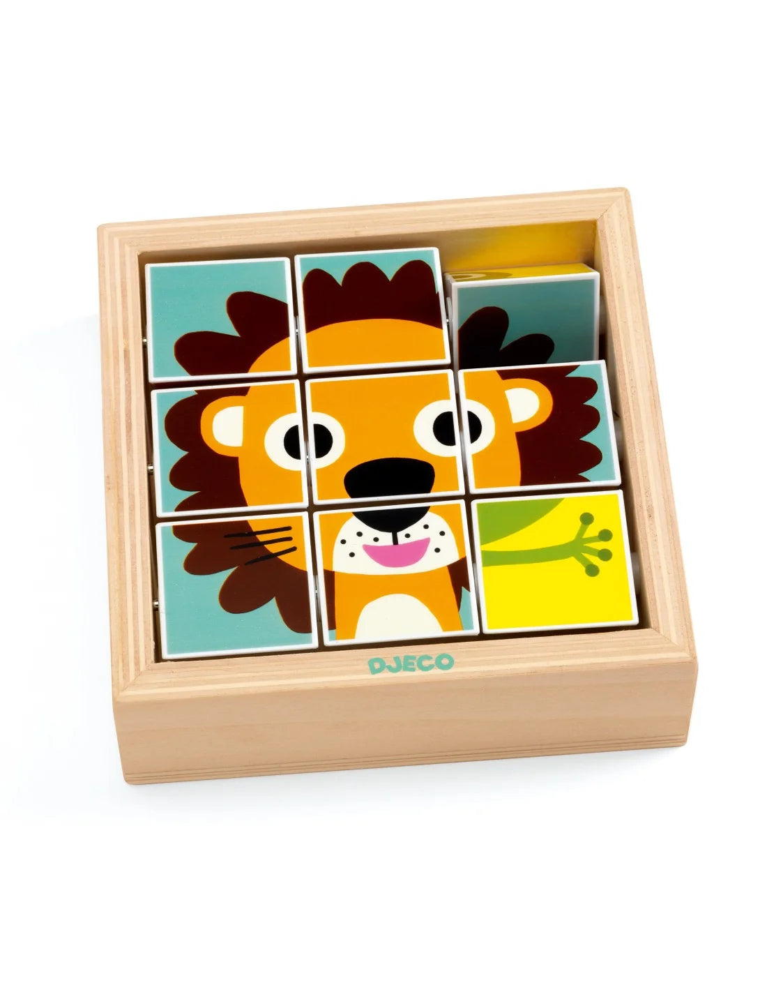 Djeco - Kubus puzzel - Leeuw, Kikker en Panda