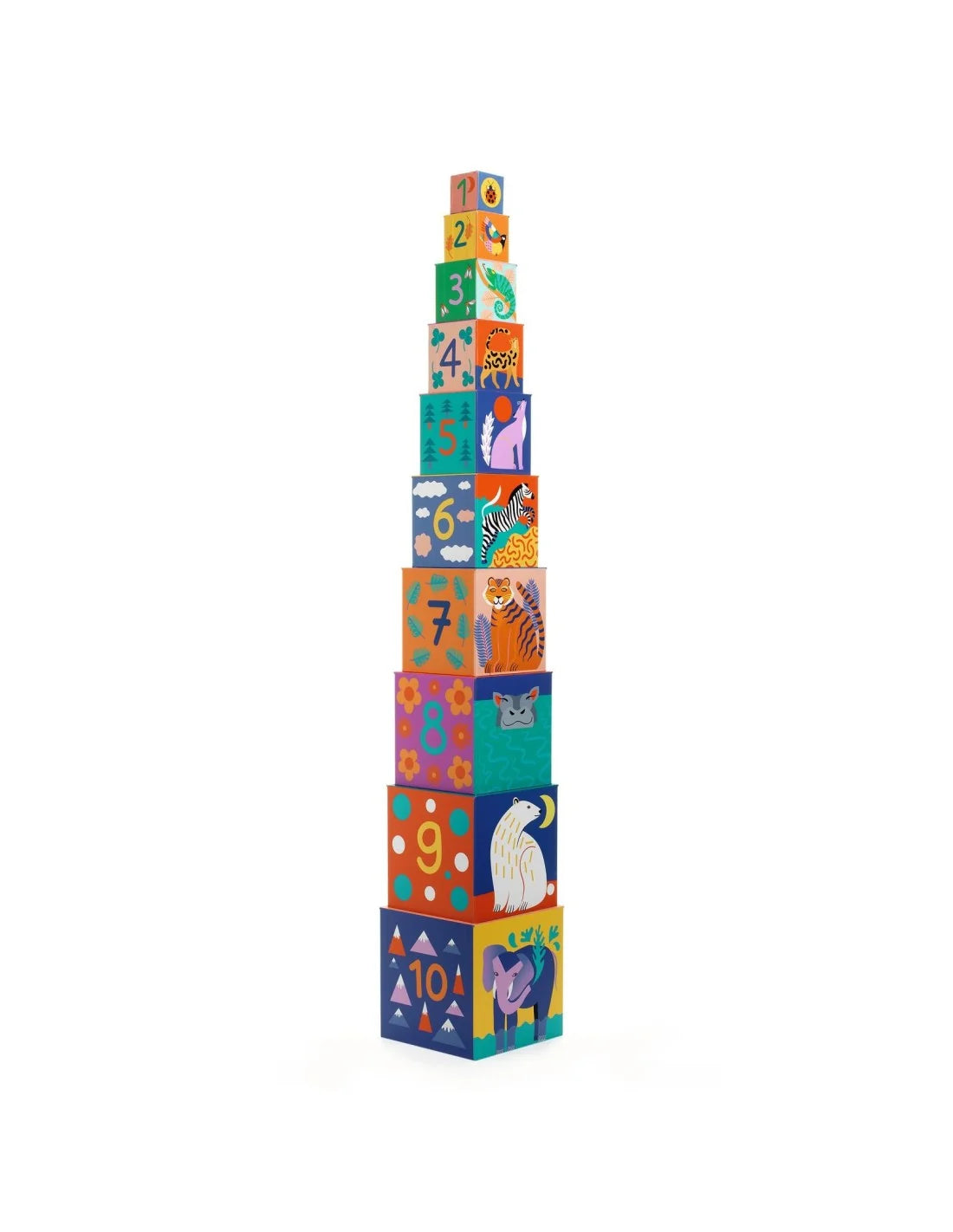 Djeco - Stapeltoren - Karton - Wilde dieren - 10 stuks